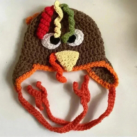 New Handmade crochet / knit baby Turkey hat Beanie - Picture 6 of 9